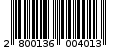 Γραμμωτός κωδικός 2800136004013