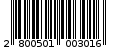 Γραμμωτός κωδικός 2800501003016