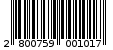 Γραμμωτός κωδικός 2800759001017