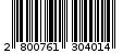 Γραμμωτός κωδικός 2800761304014