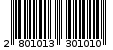 Γραμμωτός κωδικός 2801013301010