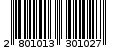 Γραμμωτός κωδικός 2801013301027
