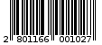 Γραμμωτός κωδικός 2801166001027