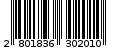 Γραμμωτός κωδικός 2801836302010