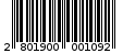 Γραμμωτός κωδικός 2801900001092