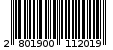 Γραμμωτός κωδικός 2801900112019