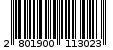 Γραμμωτός κωδικός 2801900113023