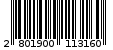 Γραμμωτός κωδικός 2801900113160