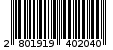 Γραμμωτός κωδικός 2801919402040