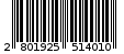 Γραμμωτός κωδικός 2801925514010