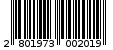 Γραμμωτός κωδικός 2801973002019