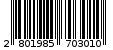 Γραμμωτός κωδικός 2801985703010