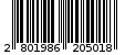 Γραμμωτός κωδικός 2801986205018