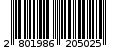 Γραμμωτός κωδικός 2801986205025