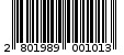 Γραμμωτός κωδικός 2801989001013