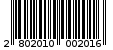 Γραμμωτός κωδικός 2802010002016