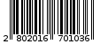 Γραμμωτός κωδικός 2802016701036