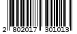 Γραμμωτός κωδικός 2802017301013