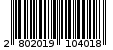 Γραμμωτός κωδικός 2802019104018