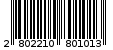 Γραμμωτός κωδικός 2802210801013