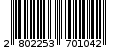 Γραμμωτός κωδικός 2802253701042
