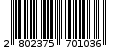 Γραμμωτός κωδικός 2802375701036