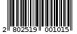 Γραμμωτός κωδικός 2802519001015
