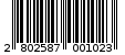 Γραμμωτός κωδικός 2802587001023