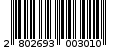 Γραμμωτός κωδικός 2802693003010