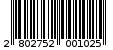 Γραμμωτός κωδικός 2802752001025