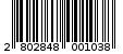 Γραμμωτός κωδικός 2802848001038