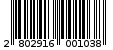 Γραμμωτός κωδικός 2802916001038
