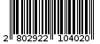 Γραμμωτός κωδικός 2802922104020