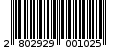 Γραμμωτός κωδικός 2802929001025