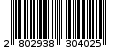 Γραμμωτός κωδικός 2802938304025