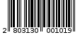Γραμμωτός κωδικός 2803130001019